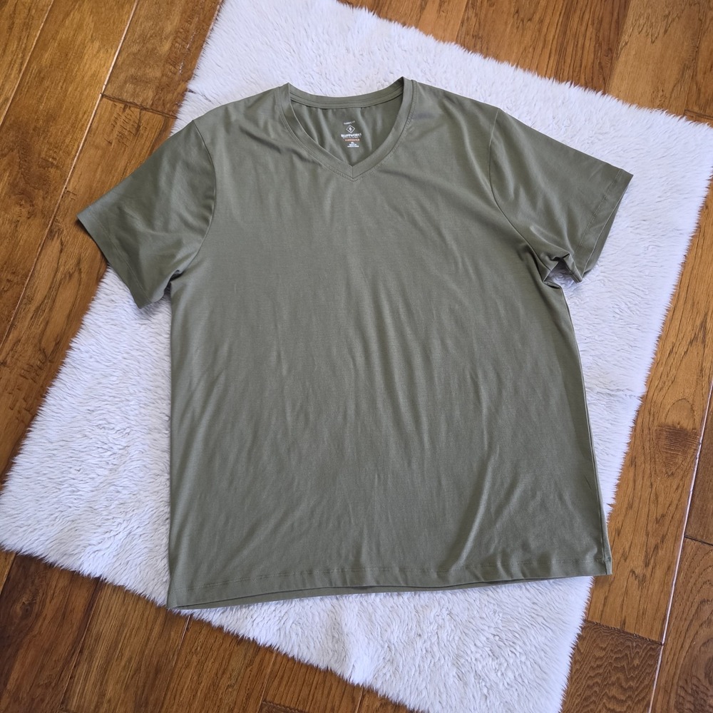 Bluffworks Short Sleeve T-Shirt Top Men's XL Olive Green V-Neck